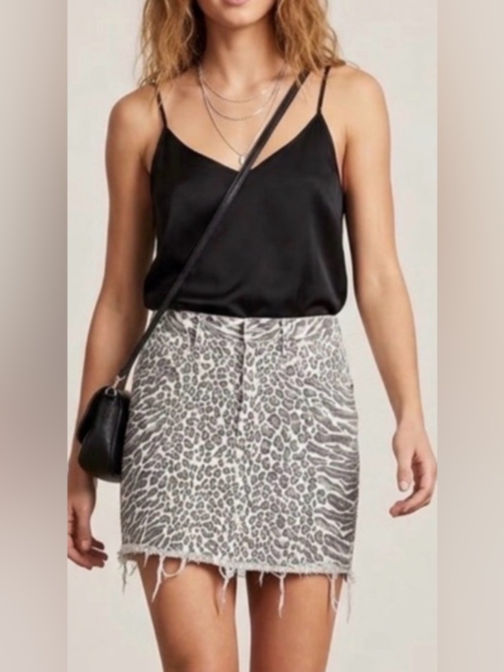 Current/Elliott The 5-Pocket Cutoff Denim Sz 27 mini Skirt Warped Species Print